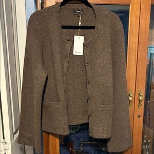 Quince Taupe Knit Cardigan